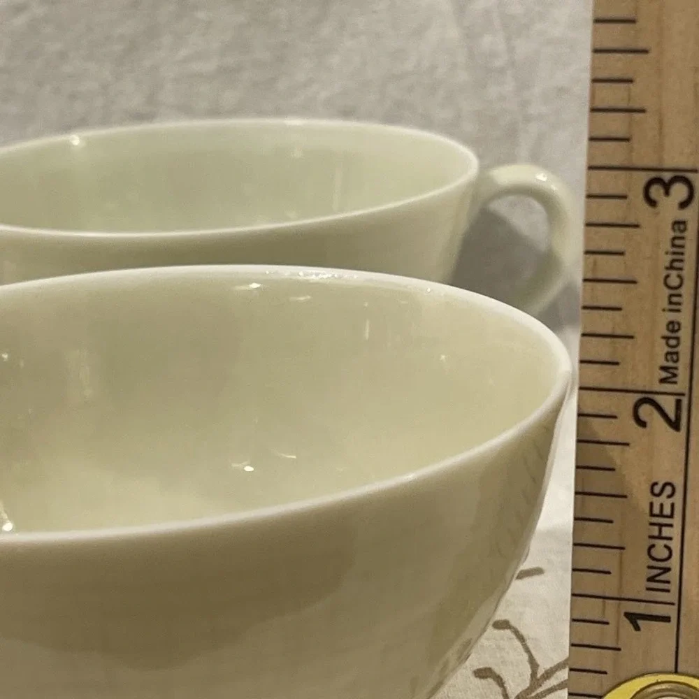 Vintage Nunome China Japan Tea Cups Set 4 Ivory Crackle Glaze Ceramic 4.25